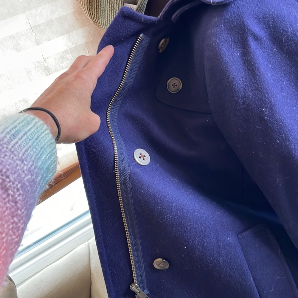 J. Crew Navy Wool Hooded Duffle Coat - Picture 8 of 9